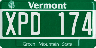 VT license plate XPD174