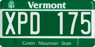 VT license plate XPD175