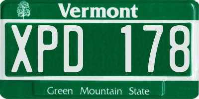 VT license plate XPD178