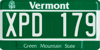 VT license plate XPD179