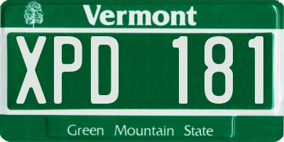 VT license plate XPD181