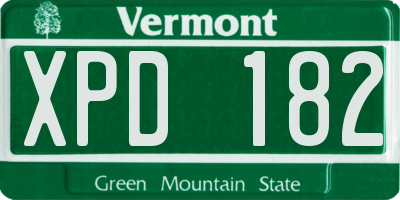 VT license plate XPD182