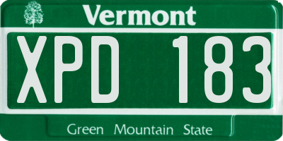 VT license plate XPD183