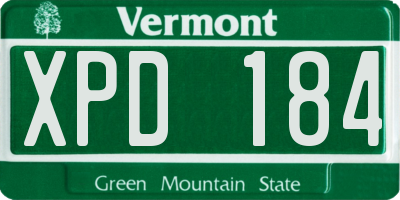 VT license plate XPD184