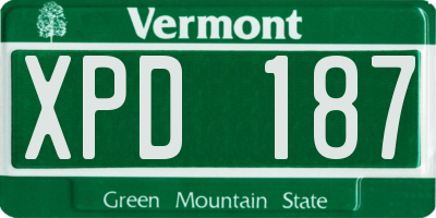 VT license plate XPD187