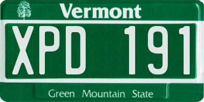 VT license plate XPD191