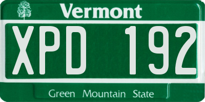 VT license plate XPD192