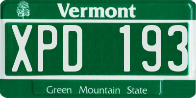 VT license plate XPD193