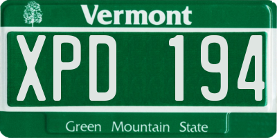 VT license plate XPD194