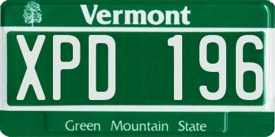 VT license plate XPD196