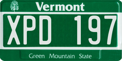 VT license plate XPD197
