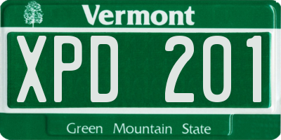 VT license plate XPD201