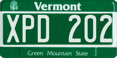 VT license plate XPD202