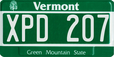 VT license plate XPD207