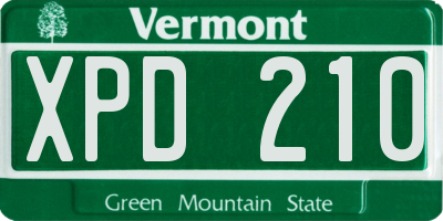 VT license plate XPD210
