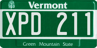 VT license plate XPD211