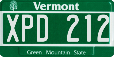 VT license plate XPD212