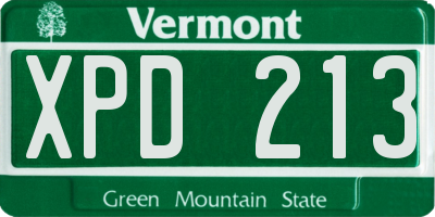 VT license plate XPD213