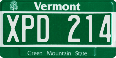 VT license plate XPD214