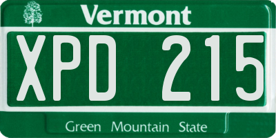 VT license plate XPD215