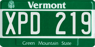VT license plate XPD219