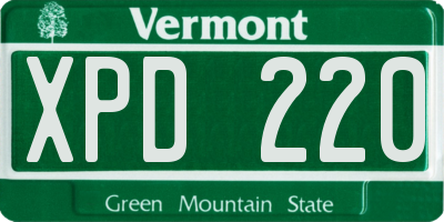 VT license plate XPD220