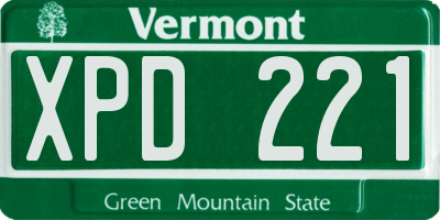 VT license plate XPD221
