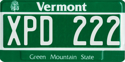 VT license plate XPD222