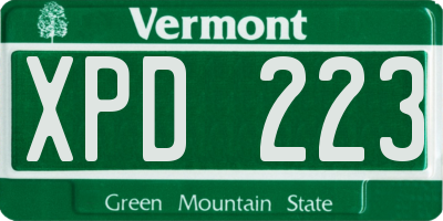 VT license plate XPD223