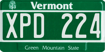VT license plate XPD224