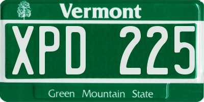 VT license plate XPD225