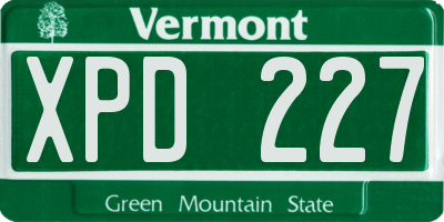 VT license plate XPD227