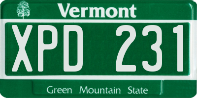 VT license plate XPD231
