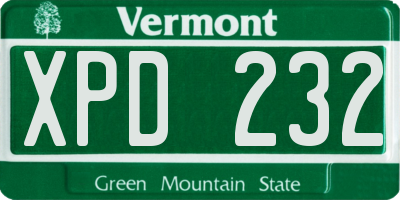 VT license plate XPD232