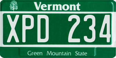 VT license plate XPD234