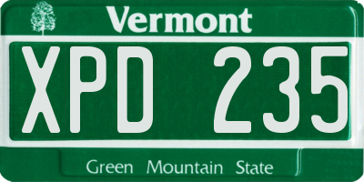 VT license plate XPD235