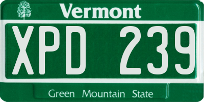 VT license plate XPD239