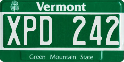 VT license plate XPD242