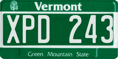 VT license plate XPD243