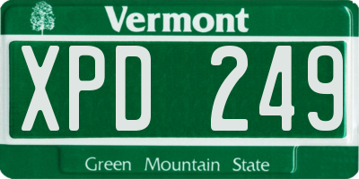 VT license plate XPD249