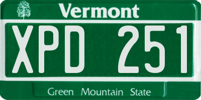 VT license plate XPD251