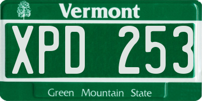 VT license plate XPD253
