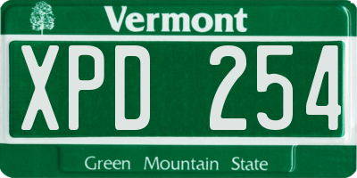 VT license plate XPD254
