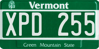 VT license plate XPD255