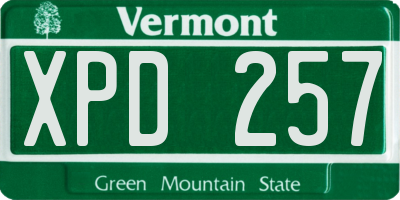 VT license plate XPD257