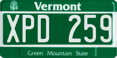 VT license plate XPD259