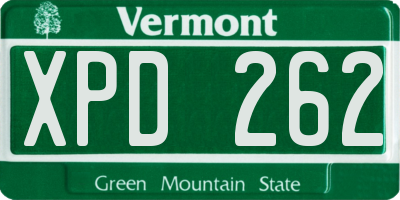 VT license plate XPD262