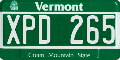 VT license plate XPD265