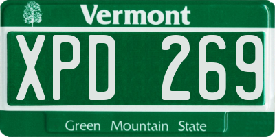 VT license plate XPD269