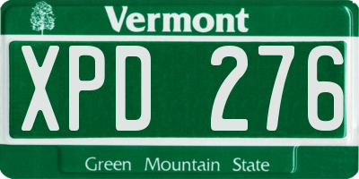 VT license plate XPD276